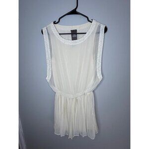 Moon collection cream coquette dress size S Flare Pleated Embellished Mini Dress